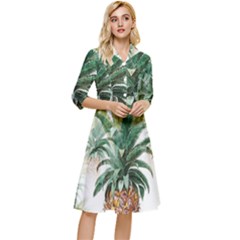 Pineapple Pattern Background Seamless Vintage Classy Knee Length Dress