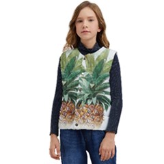 Pineapple Pattern Background Seamless Vintage Kid s Short Button Up Puffer Vest	