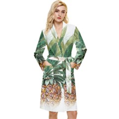 Pineapple Pattern Background Seamless Vintage Long Sleeve Velour Robe