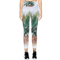 Pineapple Pattern Background Seamless Vintage Pocket Leggings 