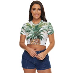 Pineapple Pattern Background Seamless Vintage Side Button Cropped Tee