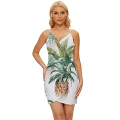 Pineapple Pattern Background Seamless Vintage Wrap Tie Front Dress