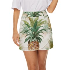 Pineapple Pattern Background Seamless Vintage Mini Front Wrap Skirt