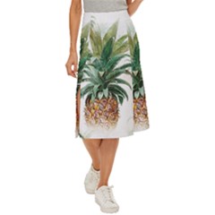 Pineapple Pattern Background Seamless Vintage Midi Panel Skirt