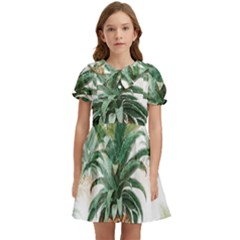 Pineapple Pattern Background Seamless Vintage Kids  Bow Tie Puff Sleeve Dress