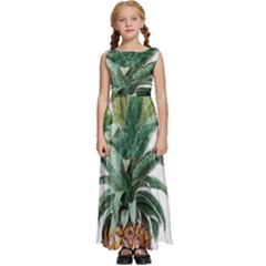 Pineapple Pattern Background Seamless Vintage Kids  Satin Sleeveless Maxi Dress