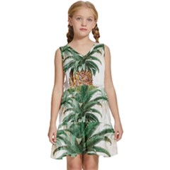 Pineapple Pattern Background Seamless Vintage Kids  Sleeveless Tiered Mini Dress