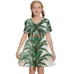 Pineapple Pattern Background Seamless Vintage Kids  Short Sleeve Tiered Mini Dress
