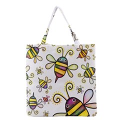 Bee Doodle Cartoon Grocery Tote Bag by Wegoenart