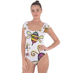 Bee Doodle Cartoon Short Sleeve Leotard 