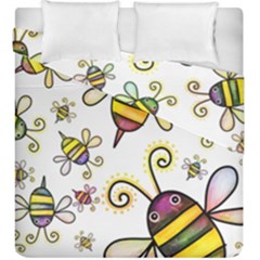 Bee Doodle Cartoon Duvet Cover Double Side (King Size)