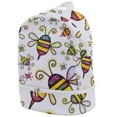 Bee Doodle Cartoon Zip Bottom Backpack by Wegoenart