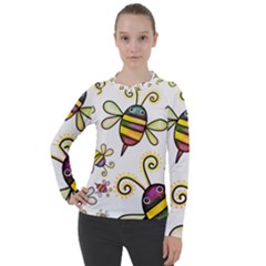 Bee Doodle Cartoon Women s Pique Long Sleeve Tee