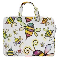 Bee Doodle Cartoon Macbook Pro 16  Double Pocket Laptop Bag  by Wegoenart