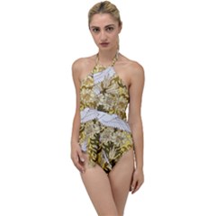 Dove Flowers Pattern Birds Flying Wings Animals Go With The Flow One Piece Swimsuit