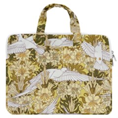 Dove Flowers Pattern Birds Flying Wings Animals Macbook Pro 13  Double Pocket Laptop Bag by Wegoenart