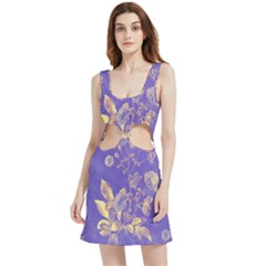 Flowers Petals Bouquet Stem Floral Pattern Velvet Cutout Dress