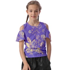 Flowers Petals Bouquet Stem Floral Pattern Kids  Butterfly Cutout Tee