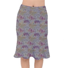 Pattern Armenian Birds Short Mermaid Skirt by Gohar