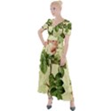 Roses Flowers Vintage Pattern Retro Floral Stem Button Up Short Sleeve Maxi Dress View1