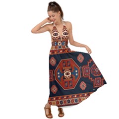 Armenian Carpet Backless Maxi Beach Dress