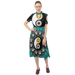 Yin Yang Horoscope Astrology Zodiac Signs Zodiac Keyhole Neckline Chiffon Dress by Wegoenart