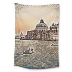 Boat In Venice San Mark`s Basilica - Italian Tour Vintage Large Tapestry by ConteMonfrey