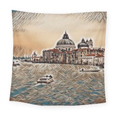 Boat In Venice San Mark`s Basilica - Italian Tour Vintage Square Tapestry (large) by ConteMonfrey