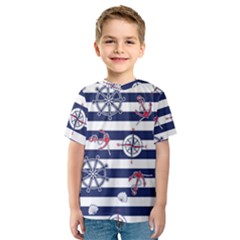 Seamless Marine Pattern Kids  Sport Mesh Tee