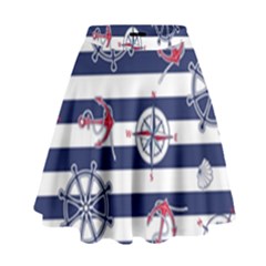 Seamless Marine Pattern High Waist Skirt