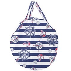 Seamless Marine Pattern Giant Round Zipper Tote