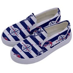 Seamless Marine Pattern Kids  Canvas Slip Ons by BangZart