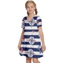 Seamless marine pattern Kids  Short Sleeve Tiered Mini Dress View2