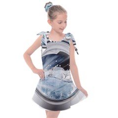 Gray Washing Machine Illustration Kids  Tie Up Tunic Dress