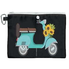 Blue Vespa Taking Flowers To You  Canvas Cosmetic Bag (xxl) by ConteMonfrey