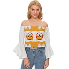 IM Fourth Dimension Colour 100 Off Shoulder Flutter Bell Sleeve Top