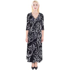 Skeletal Fractals Quarter Sleeve Wrap Maxi Dress by MRNStudios