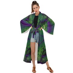 Abstract Fractal Art Pattern Maxi Kimono