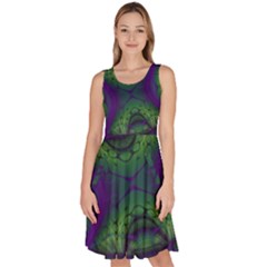 Abstract Fractal Art Pattern Knee Length Skater Dress With Pockets
