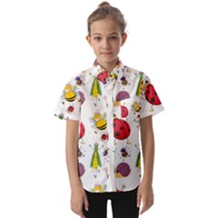 Cute Cartoon Insects Seamless Background Kids  Short Sleeve Shirt by Jancukart