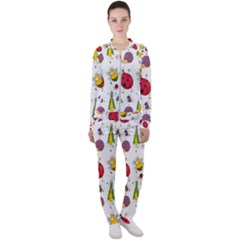 Cute Cartoon Insects Seamless Background Casual Jacket And Pants Set