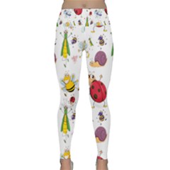 Cute Cartoon Insects Seamless Background Lightweight Velour Classic Yoga Leggings