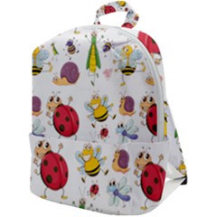 Cute Cartoon Insects Seamless Background Zip Up Backpack by Jancukart