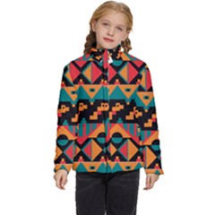 Tribal Pattern Seamless Border Kids  Puffer Bubble Jacket Coat