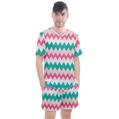 Zigzag Pattern Men s Mesh Tee And Shorts Set