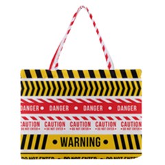 Yellow Black Warning Line Zipper Medium Tote Bag by Jancukart