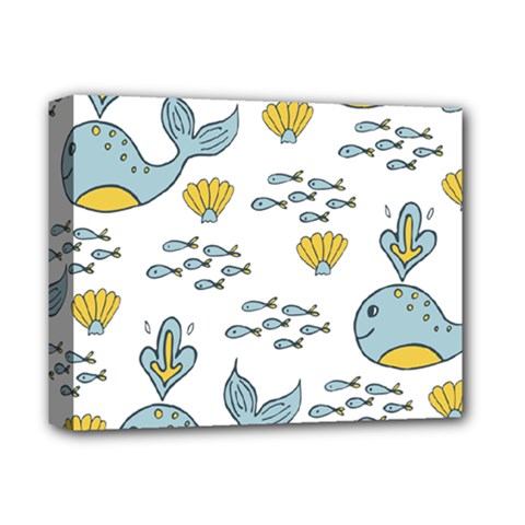 Cartoon Whale Seamless Background Pattern Deluxe Canvas 14  X 11  (stretched) by Jancukart