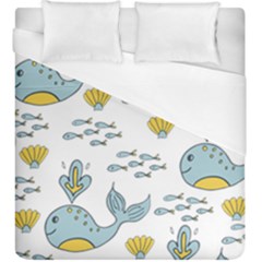 Cartoon Whale Seamless Background Pattern Duvet Cover (king Size) by Jancukart
