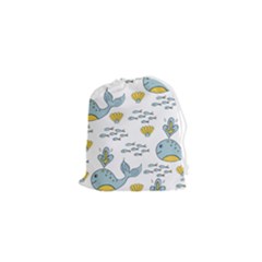 Cartoon Whale Seamless Background Pattern Drawstring Pouch (xs) by Jancukart