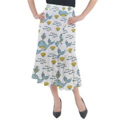 Cartoon Whale Seamless Background Pattern Midi Mermaid Skirt by Jancukart